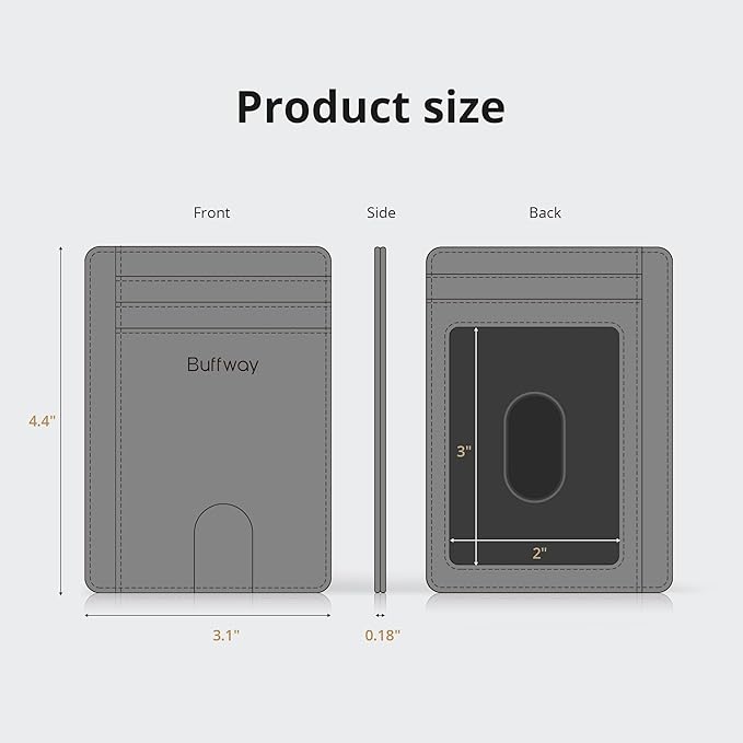 Buffway Slim Minimalist Front Pocket RFID Blocking Leather Wallets for Men and Women - Carbon Fiber Blue