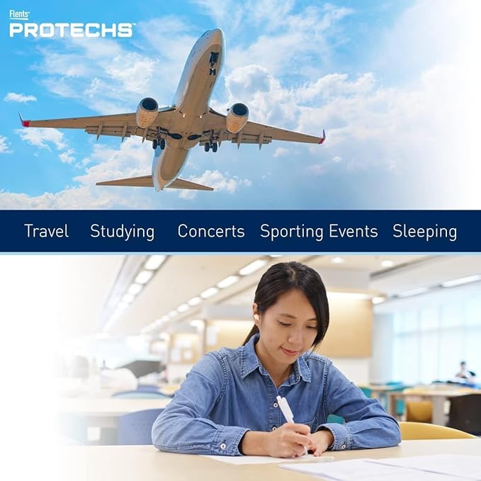 Flents Protechs Foam Ear Plugs for Sleeping, Snoring, Traveling, Concerts, Construction & Studying, Ultra Soft & Comfortable, Blue, 10 Pairs, NRR 32 Hearing Protection for Loud Noise
