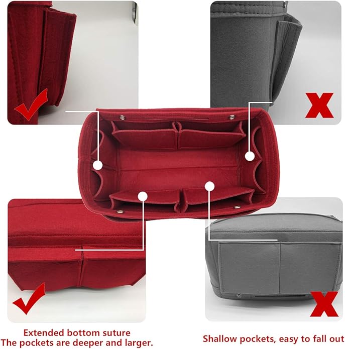 LEXSION Felt Purse Organizer Insert - Multi Pocket Bag in Bag Organizer Shaper
