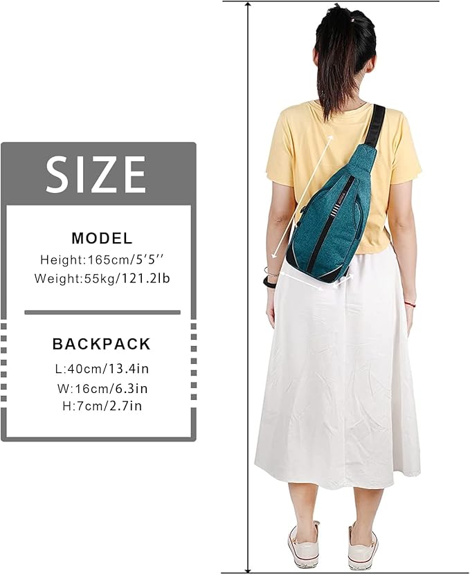 WATERFLY Tiny Crossbody Sling Backpack Anti Theft Backpack for Traveling Chest Shoulder Bag (Teal Blue)