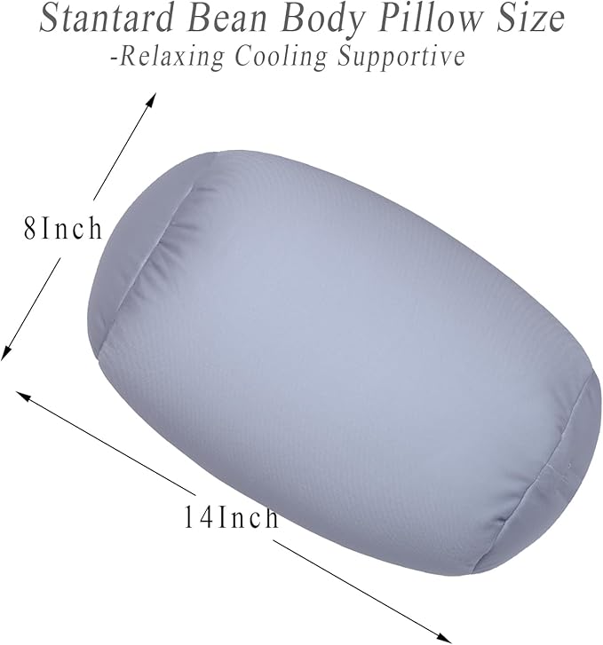 Squishy Neck Pillow, 7Inch x 12Inch Soft Travel Body Bed Pillow Bean Pillow for Kids Adult Chair Sleeping Car Seat, Fun Dormroom (Gray)