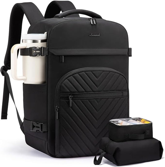 LOVEVOOK 50L Travel Backpack for Women Men, TSA Personal Item Travel Bag Fits 17.3inch Laptop, Waterproof Airline Approved Carry On Luggage With 2 Cubes for Weekender Hiking Business, Black