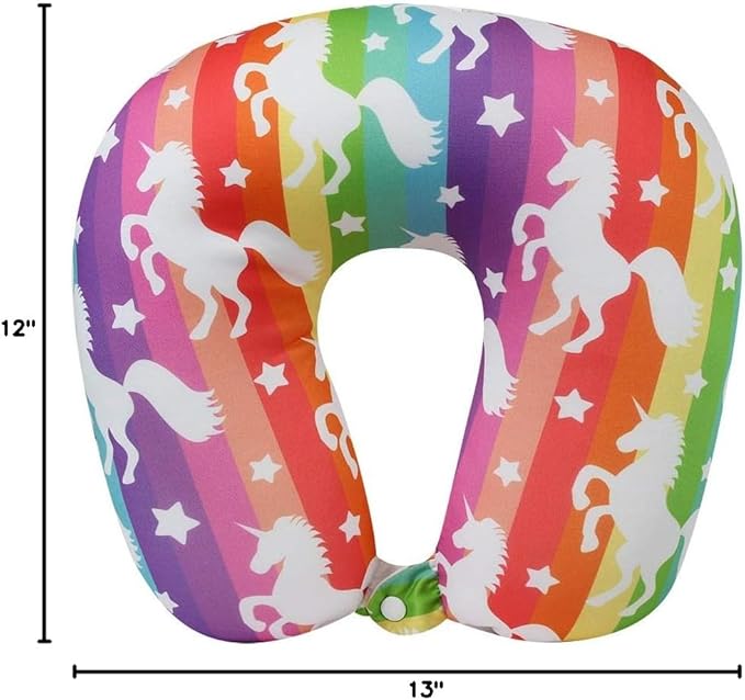 Cloudz Patterned Microbead Airplane Travel Neck Pillow. Customize Your Comfort and Support While Traveling on a Plane, Car, Bus or Train! - Unicorn