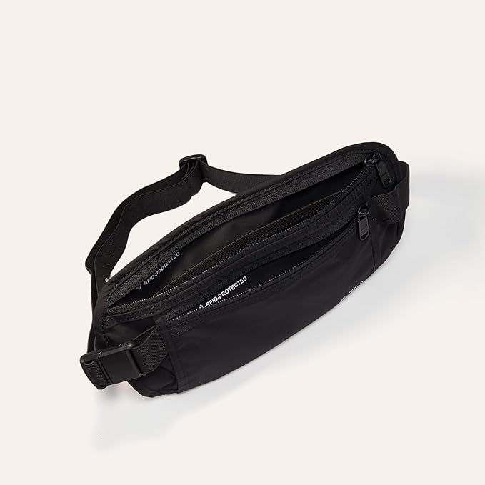 Pander RFID Blocking Travel Money Belt – Hidden Waist Pouch for Passport, Cash, Cards, Slim Belt Bag for Men and Women,