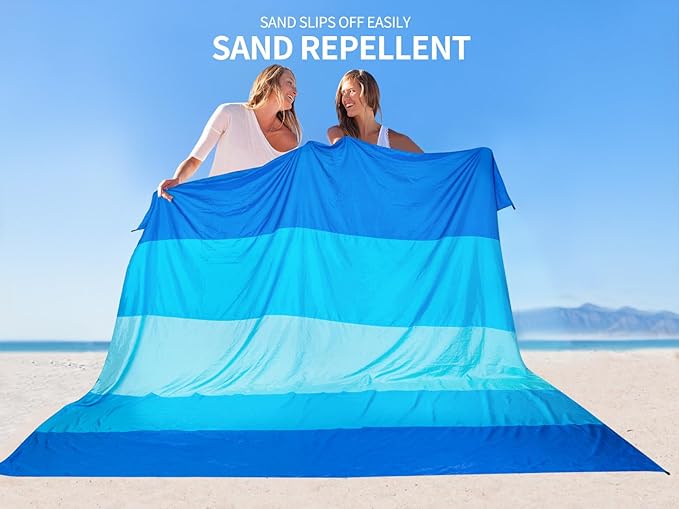Beach Blanket Waterproof Sandproof Beach Mat for 1-8 Adults Quick Drying Durable Outdoor Picnic Mat for Beach Festival Travel Camping Hiking (BL-MIX5, 120"×108"(8 Person))