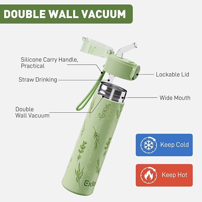 9oz Small Water Bottles with Straw, Mini Water Bottle with One-Hand Open Design, Leak-Proof Locking Lid for Hot&Cold Drinks, Small Travel Water Bottle - 100% Leakproof for School, Travel...(Floral)