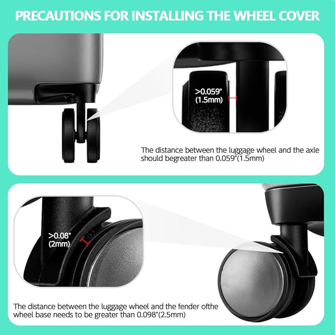 TUCANA Silicone Luggage Wheel Covers for Suitcases or Office Chair Caster, Elastic, Mute and Shockproof (Green)