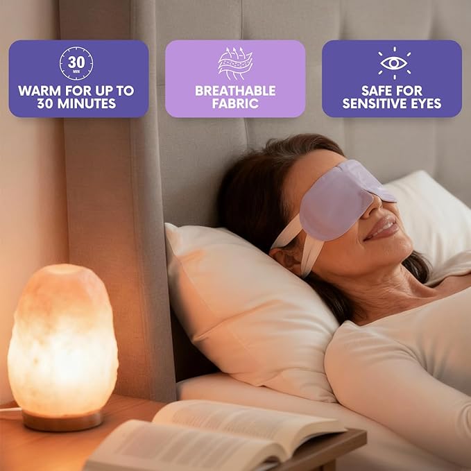 Steam Eye Mask, Self Heating Heated Eye Mask for Sleep, Warm Compress for Eyes, Moist Heat for Dry Eye Relief, Stye Eye Treatment, Spa, Travel Essentials, Unscented 16 Pack