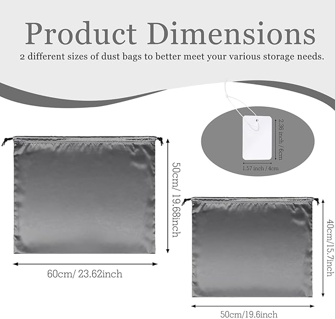 P Pothuiny 2 Pcs Satin Dust Bags for Handbags