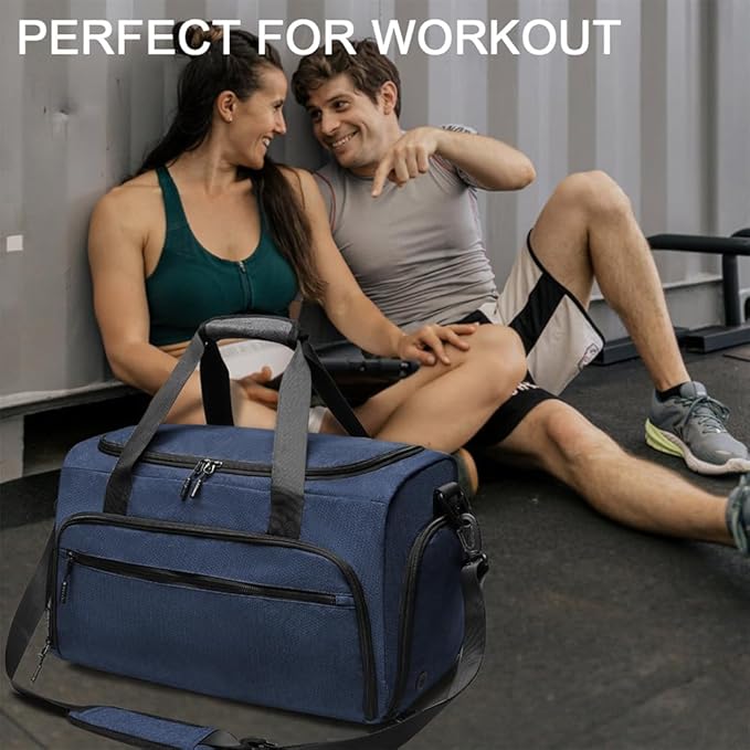 Gym Bag for Men Women, Sports Duffle Bags with Wet Pocket & Shoes Compartment, Water Resistant Overnight Duffel Bag