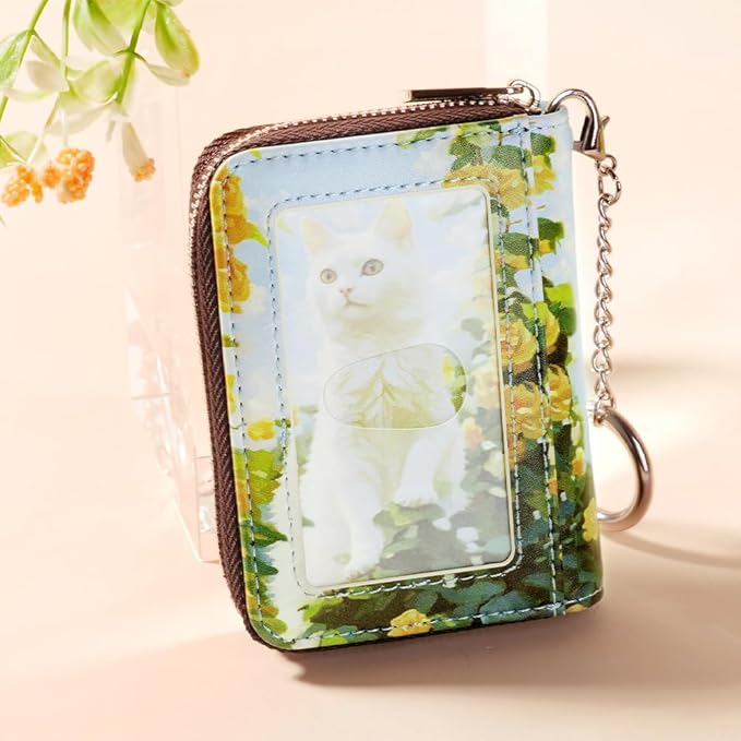 FurArt Zipper Wallet Women, RFID Blocking Credit Card Wallet, Business Card Holder, Compact Size KeyChain Wallet