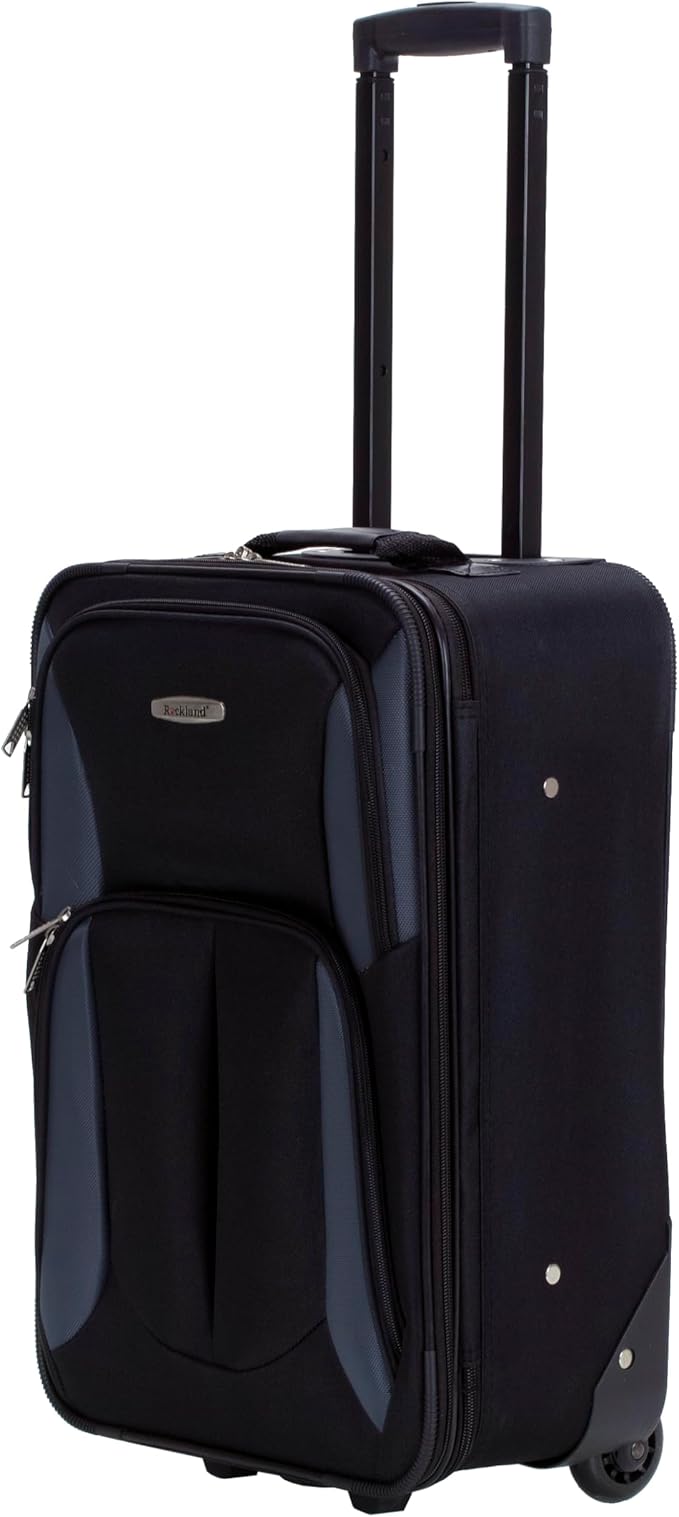 Rockland Fashion Softside Upright Luggage Set, Black/Gray, 2-Piece (14/19)