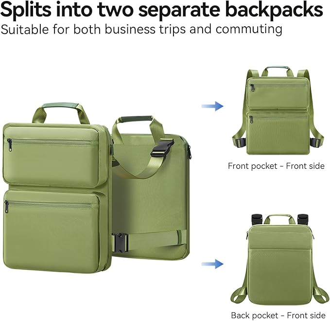 SOKOK Over Luggage Organizer Storage Bag with Multi Pockets, Slide On Luggage Harness with Adjustable Straps, 2-in-1 Travel Accessories Suitcase Vest Bag Fits Most Suitcases, Green-2