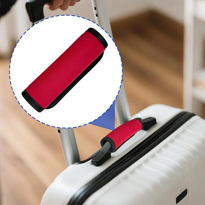 6 Pack Luggage Handle Wrap for Suitcase Luggage Tags Bright Soft Suitcase Identifiers Luggage Handle Covers Travel Accessories, Red