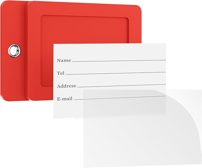 Gostwo 2 Pack Luggage Tags for Suitcases, 26 Initial Letter Travel Luggage Baggage Identification Labels ID Tag Fully Bendable Tags with Stainless Steel Loop (Red) (Letter J)