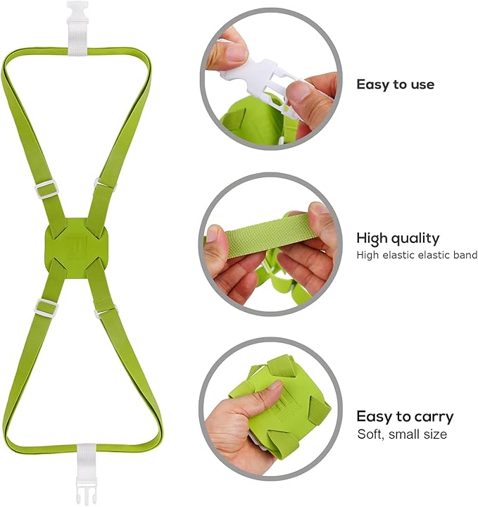 Luggage Straps Bag Bungees for Add a Bag Easy to Travel Suitcase Elastic Strap Belt (L Green, L Green)