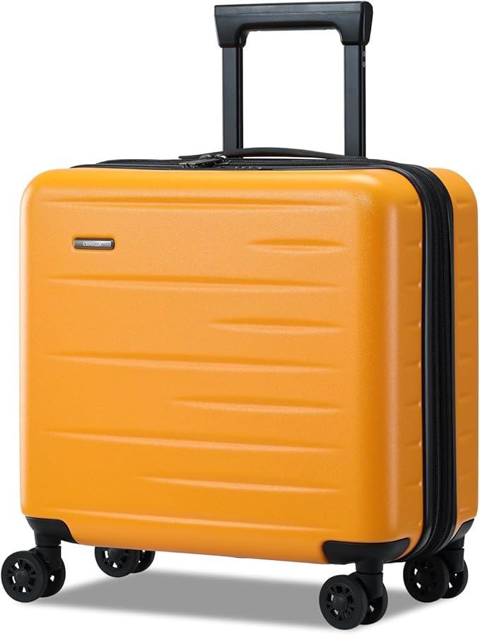 16 Inch Carry On Luggage Airline Approved, Expandable Lightweight ABS+PC Hard Shell Suitcases with 360° Spinner Wheels, TSA Lock, YKK Zippers (Orange, 1 PC)