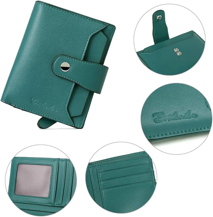 BOSTANTEN Women Leather Wallet RFID Blocking Small Bifold Zipper Pocket Wallet Card Case Purse with ID Window
