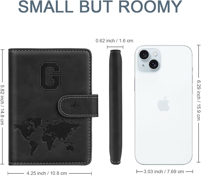 Passport Holder Wallet Cover Personalized Letter A-Z Travel Wallet RFID Blocking Passport Cover Wallet Case for Travel Passport Book Holders for Women and Men, Black-G