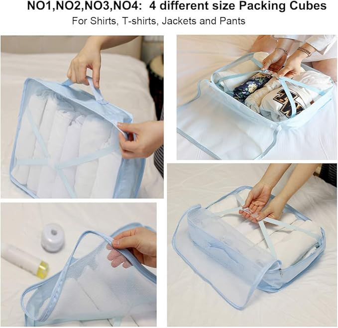 Travel Packing Cubes 8 Pcs Set, Luggage Packing Organizers with Shoe Bag and Toiletry Bag