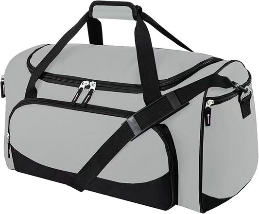 Heavy Duty Duffle Bag for Men, 55L Large Durable Gym Duffel Bag for Workout, Sports, Travel Gear - Gray