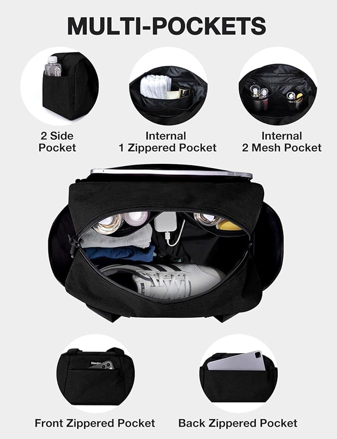 Noozion 14 inch Small Gym Bag for Women & Men, Lightweight Carry On Mini Duffle Bag with Multiple Pockets, Sports Bag for Travel and Workout.