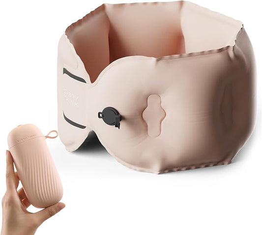 Inflatable Travel Pillow - Travel Pillow for Long Flight, Inflatable Neck Pillow for Traveling, Pocket Blow Up Pillow for Airplane, Bus, Train, Car, Office, Home (Pink)