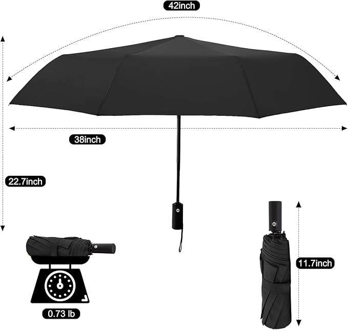 SoulRain Travel Umbrella - Compact Umbrella for Rain - Perfect Large Auto Folding Umbrella - Ideal Car umbrella, Small umbrella, and Travel Companion
