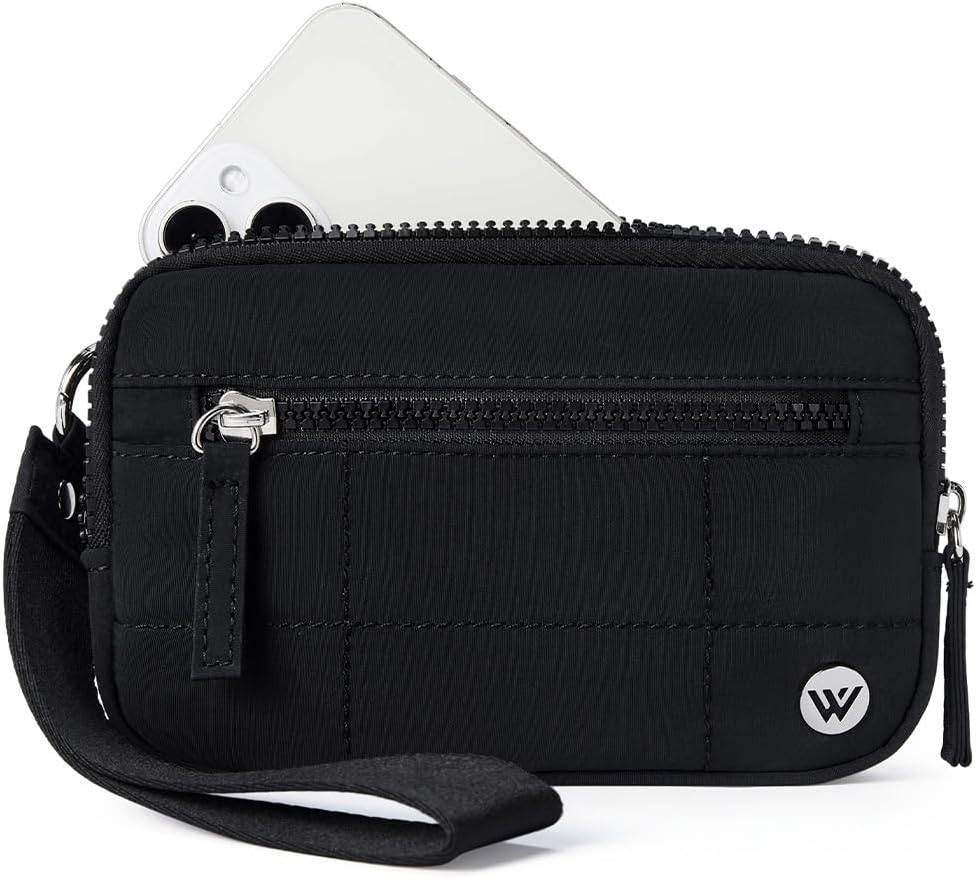 WESTBRONCO Wristlet Wallets for Women – RFID Blocking Quilted Nylon Phone Wallet, Card Holder Purse for Travel & Everyday Use