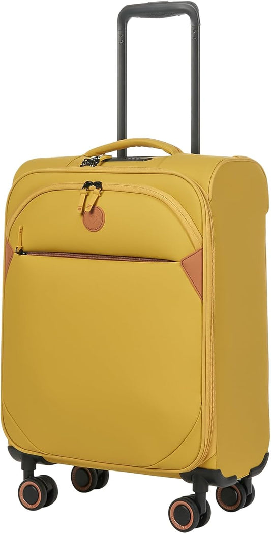 Verage Cambridge Lightweight Carry On Luggage,Softside Expandable Suitcase with Spinner Wheel (20-Inch, Misted Yellow)