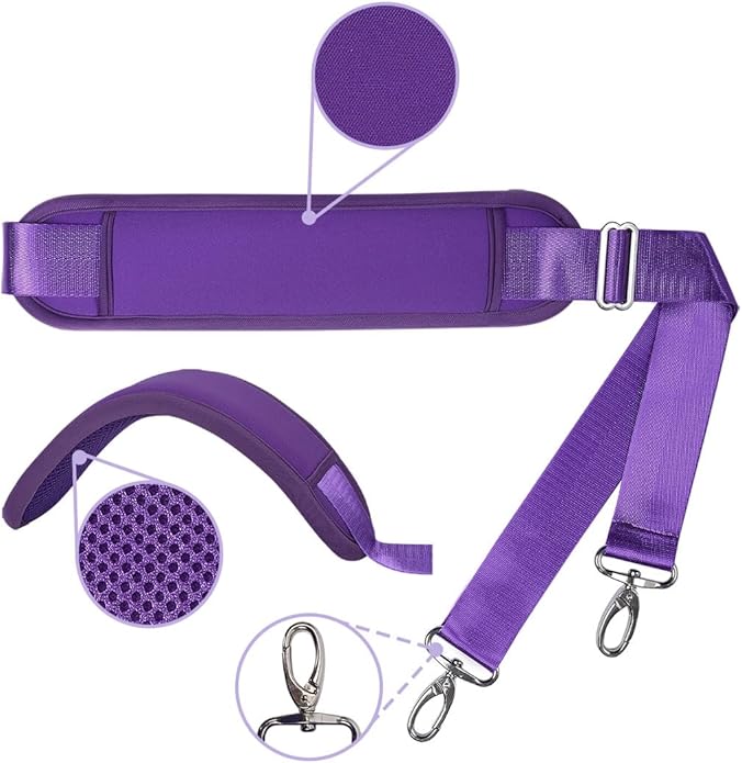60 Inch Shoulder Strap with Removable Ultra-Thick Pad，Adjustable Buckles and Metal Hooks