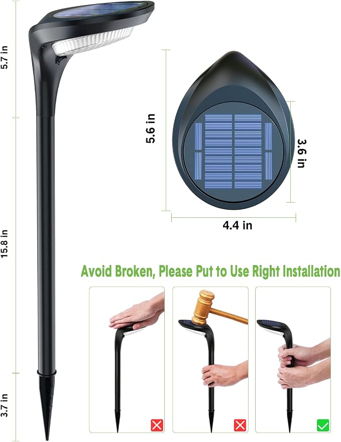 Solar Pathway Lights,【2 Pack】 Solar Garden Lights Outdoor Waterproof Solar Powered Path Light Auto On/Off for Landscape Path Yard Patio Walkway Driveway Pool Holiday (Cool White & Warm White)