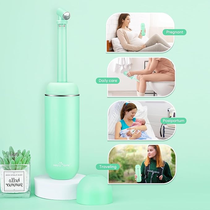 Easy@Home Portable Bidet for Travel: Peri Bottle for Postpartum Care - Handheld Sprayer for Women & Men | 380ml(12.8oz) Large Personal Hygiene Cleaning Bottle | BPA-Free | EPB-01 Green
