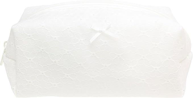 PAZIMIIK Cozy Makeup Bag Small Aesthetic Travel Zipper Cosmetic Pouch for Women Make Up Beauty Accessories Brushes,Embroidery Flower