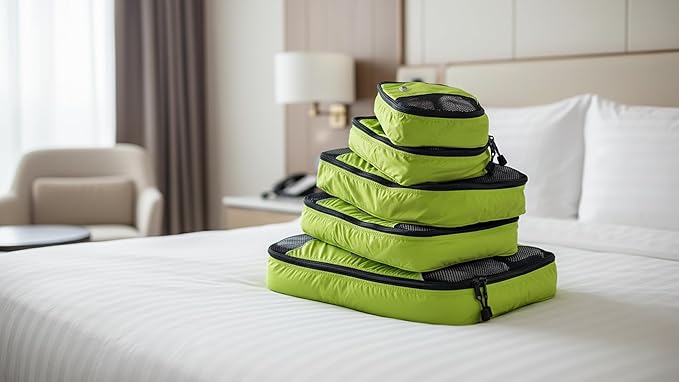 GOX Ultra Light 5 piece Packing Cubes Travel Luggage Organizer 1 Large 2 Medium 2 Small