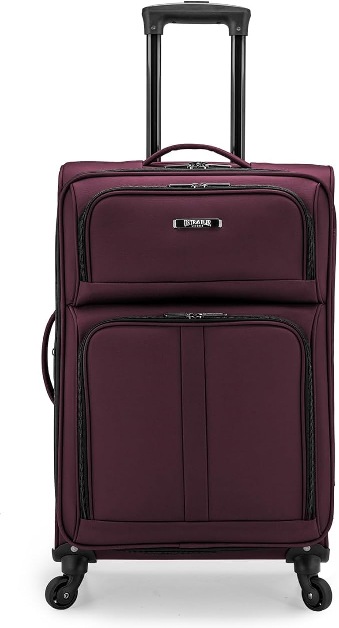 U.S. Traveler Anzio Softside Expandable Luggage with Spinner Wheels, Burgundy, 26-Inch Medium