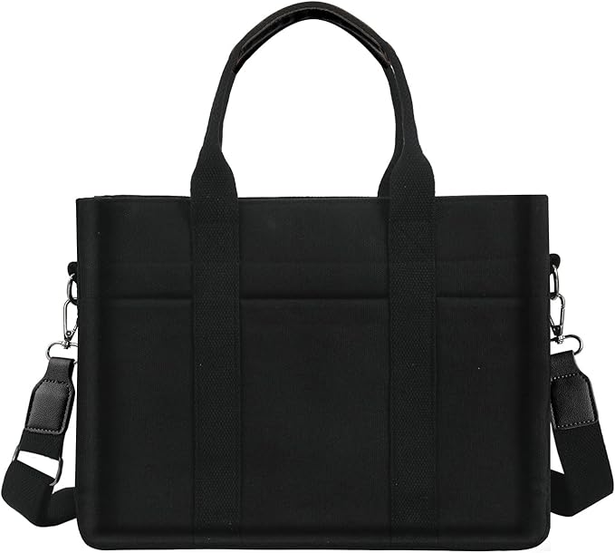 FIORETTO Canvas Tote Bag for Women with Zipper Closure & Individual Compartments for Work College for Teacher & Nurse