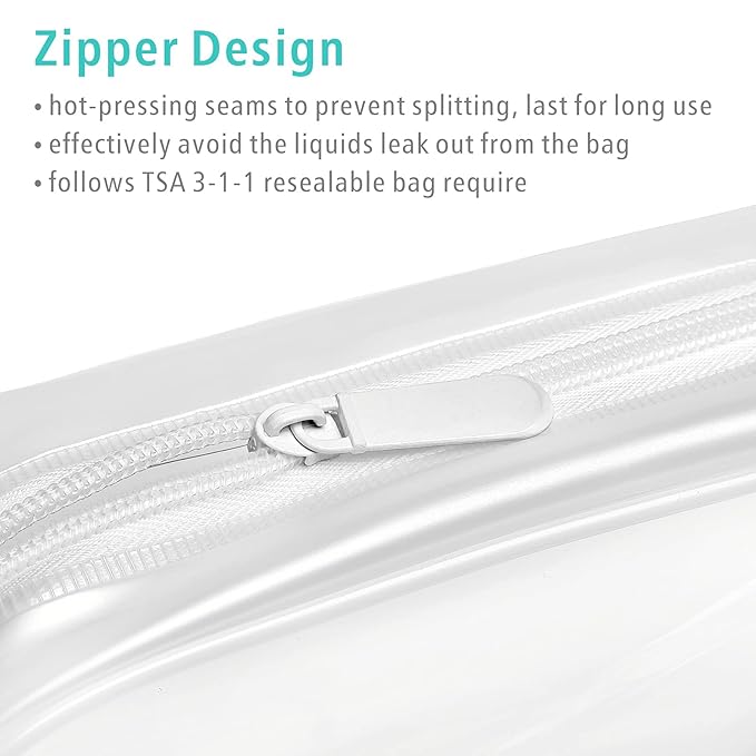 F-color TSA Approved Toiletry Bag 3 Pack Medium - Clear Makeup Bag Travel Quart Size for Women Men, Clear Cosmetic Bag Airport Airline Compliant Carry on Bag, Active White Matte