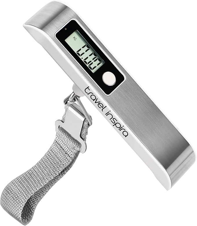 travel inspira Luggage Scale, Portable Digital Hanging Baggage Scale for Travel, Suitcase Weight Scale with Rubber Paint, 110 Pounds, Battery Included