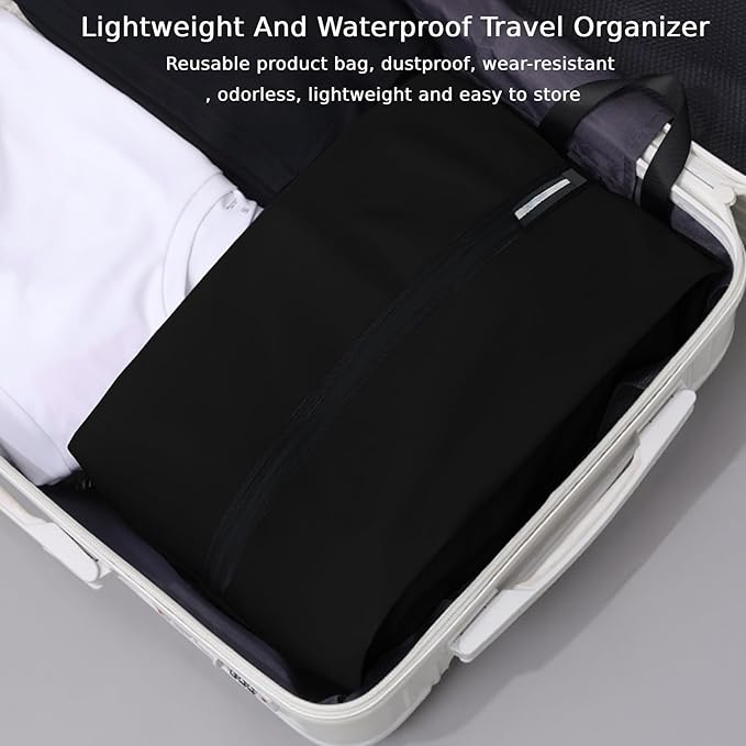 Shoe Bag Odor-Absorbing Water-Resistant, Travel Friendly Golf Shoe Bag with Zipper for Sports Ideal for Gym,Spikes,Golf,Tennis,Baseball(Black, 1-Pack)