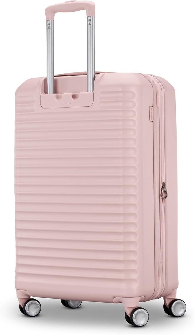 American Tourister Stratum 3.0 Medium 24-Inch Spinner, Airline Approved, Durable Hardside Luggage, Expands 1.5", RightHeight™ Adjustable Handle, Pink Blush