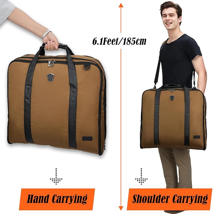 WELKINLAND 2-Suit Carry On Garment Bag for Travel, 30-L Suits Holder Travel Bag, 8-Pocket Garment Bag for Men, Wrinkle-Free Travel Garment Bags for Suits, Durable Suit Carrier Garment Travel Bag