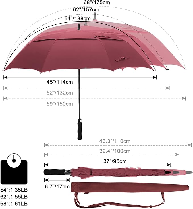 G4Free 47/54/62/68/72 Inch Automatic Open Golf Umbrella Oversize Extra Large Double Canopy Vented Windproof Waterproof Stick Umbrellas