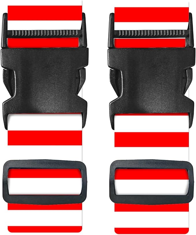 Nuxovilar Luggage Straps for suitcases red White Vertical Stripe Polyester 1.96x90.5inch 2 Set Suitcase Cargo Strap Travel Accessory Airport Hotel Road Trip