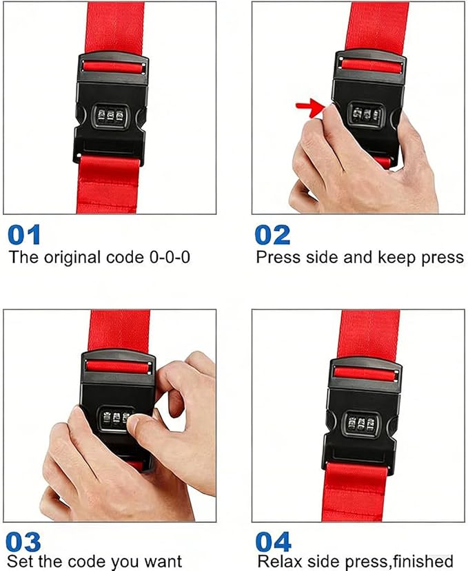 Luggage Straps with Lock Adjustable Luggage Suitcase Belt Heavy Duty Travel Bag Packing Straps for 20-28 Inch Suitcases