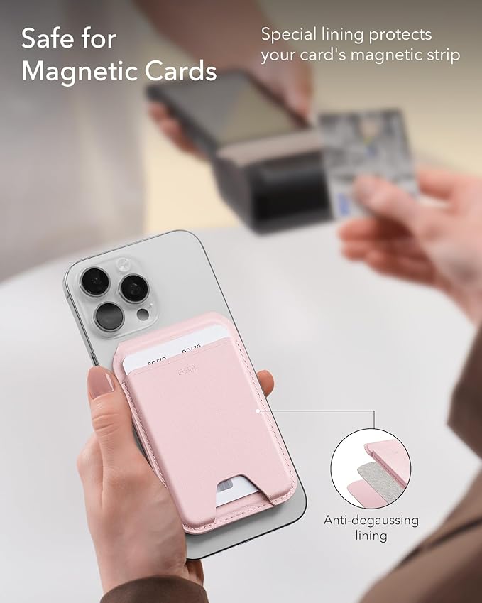 ESR Aura for MagSafe Wallet with Adjustable Stand, RFID Blocking, 5 Card Holder for Phone Case, Slim Magnetic Wallet for iPhone 17e/17/16/15/14/13/12 Series, Not for 13/12 Mini, Bubblegum Pink