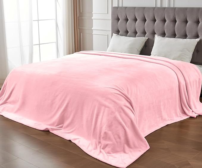 Big Oversized Soft Fleece Blanket, Huge California King Blanket for Whole Family, Bed, Sofa, Couch, Travel and Camping 120x120 Pink