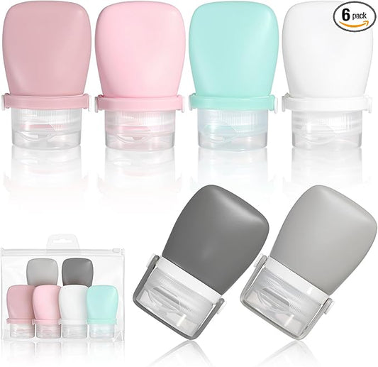 6pcs Silicone Travel Bottles,Refillable 1 oz Travel Bottles,Good Size for Travel,Gym Sessions,Picnic,Easy Fill and Leak Proof Travel lotion Container,for Tomato Sauce,Conditioner,Body Wash,Dishwas