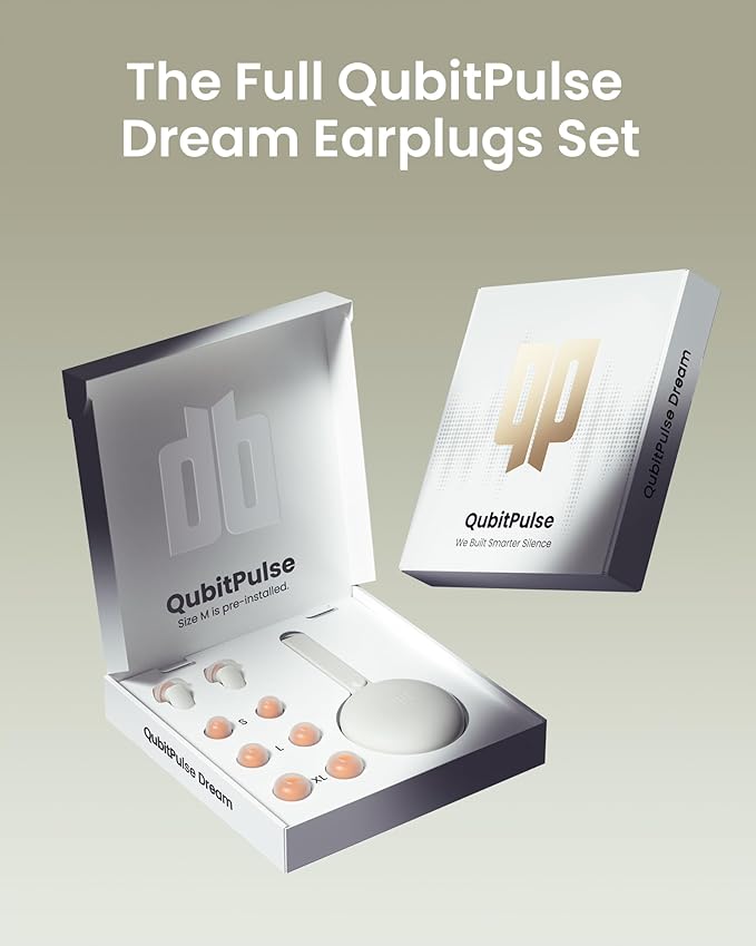 Ear Plugs for Sleeping All-Night Wear without Ear Pain Side Sleeper Patent Qufits Eartips Ultra-Comfy Reusable Earplugs for Sleep, Focus, Study, Travel, 23dB Noise Reduction - Beige