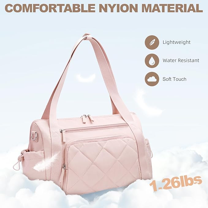 Gym Bag for Women, Duffle Weekender Bags for Travel, Lightweight Weekender Tote with Wet Pocket for Sports, Workout and Dance Pink
